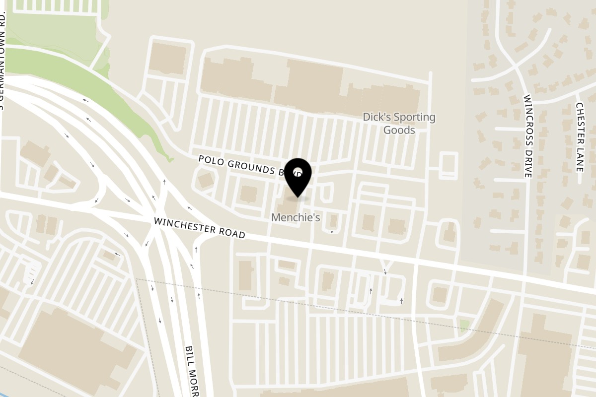Map showing the location of ZamZamz Mediterranean Grill on 7706 Winchester Rd #108 in Memphis